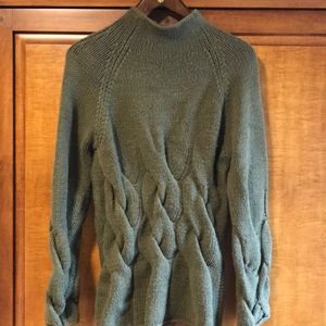 Super chunky cable knit funnel neck sweater
